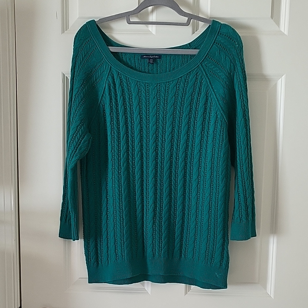 American Eagle Outfitters Sweater Teal Scoop Neck Women’s Size XL